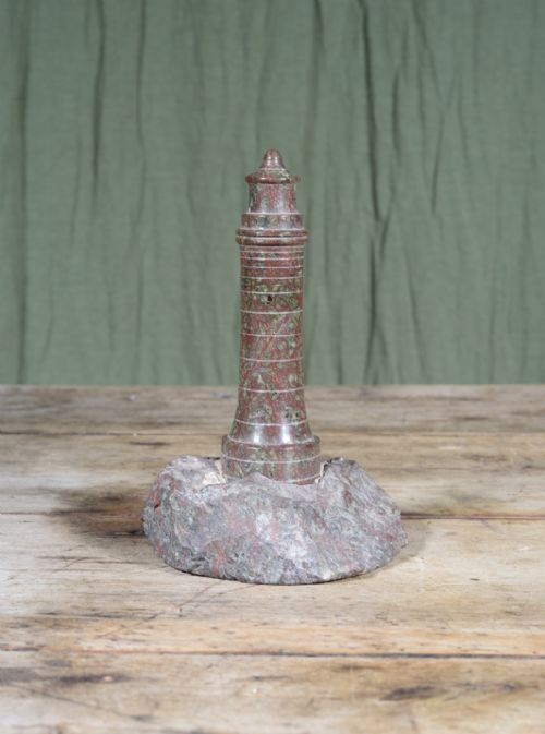 A CORNISH SERPENTINE MARBLE MODEL OF WOLF ROCK LIGHTHOUSE C1900 - ADDITIONAL PHOTO 2