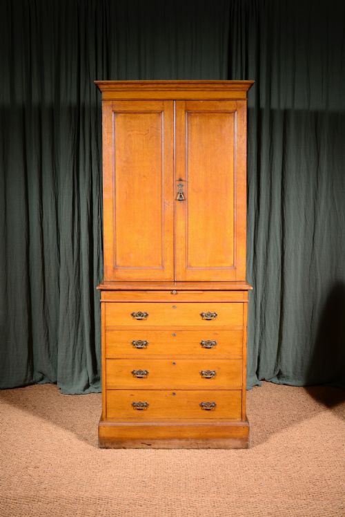 A VICTORIAN GOLDEN OAK ESTATE CUPBOARD ON CHEST C1870 - ADDITIONAL PHOTO 1