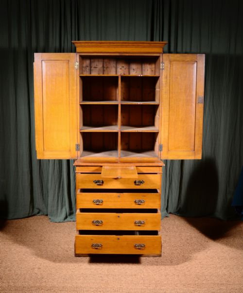 A VICTORIAN GOLDEN OAK ESTATE CUPBOARD ON CHEST C1870 - ADDITIONAL PHOTO 2