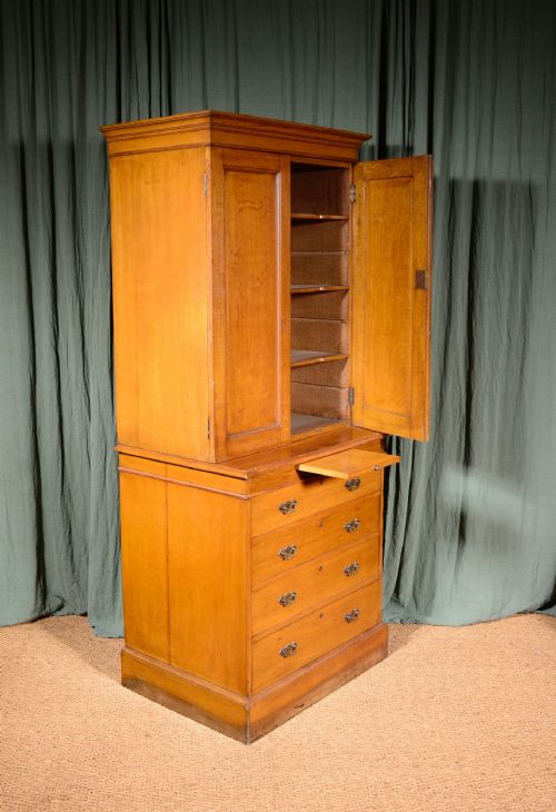 A VICTORIAN GOLDEN OAK ESTATE CUPBOARD ON CHEST C1870 - ADDITIONAL PHOTO 4
