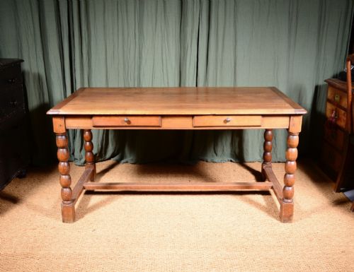 A FRENCH OAK DINING TABLE ON BOBBIN TURNED LEGS C1900 - ADDITIONAL PHOTO 1