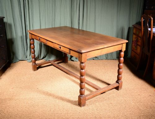 A FRENCH OAK DINING TABLE ON BOBBIN TURNED LEGS C1900 - ADDITIONAL PHOTO 2