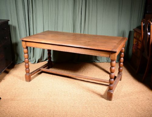 A FRENCH OAK DINING TABLE ON BOBBIN TURNED LEGS C1900 - ADDITIONAL PHOTO 3