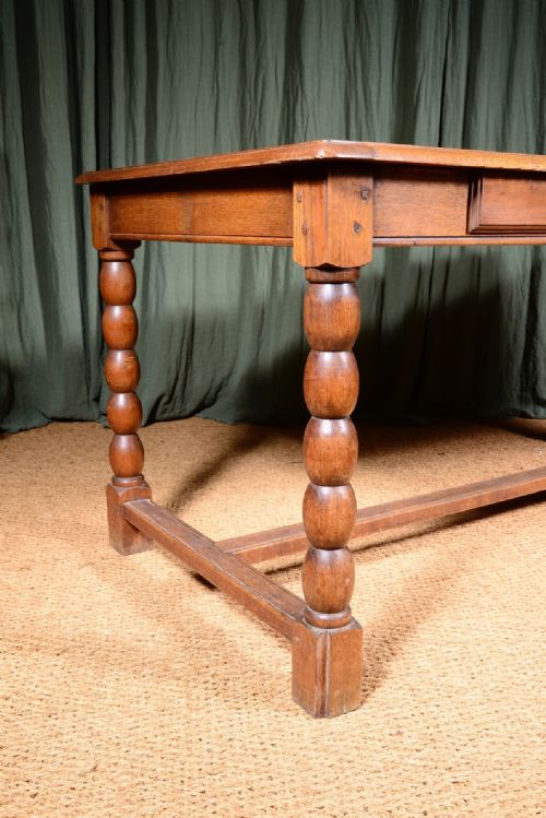 A FRENCH OAK DINING TABLE ON BOBBIN TURNED LEGS C1900 - ADDITIONAL PHOTO 4