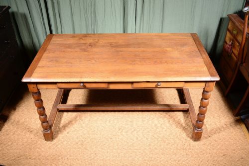 A FRENCH OAK DINING TABLE ON BOBBIN TURNED LEGS C1900 - ADDITIONAL PHOTO 6