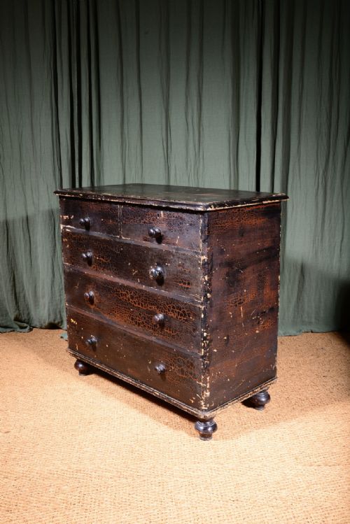 a victorian painted pine chest of drawers with heavy craquelure c1850 - CATEGORY: ANTIQUE CHEST OF DRAWERS - DATED 1850