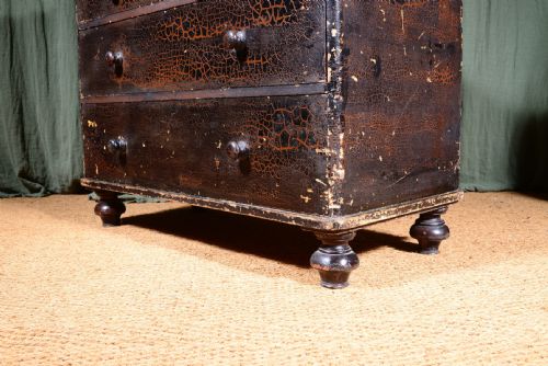 A VICTORIAN PAINTED PINE CHEST OF DRAWERS WITH HEAVY CRAQUELURE C1850 - ADDITIONAL PHOTO 9