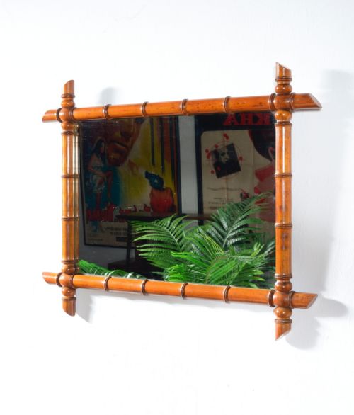 a french satinwood simulated bamboo wall mirror c1900 - CATEGORY: ANTIQUE MIRRORS - DATED 1900