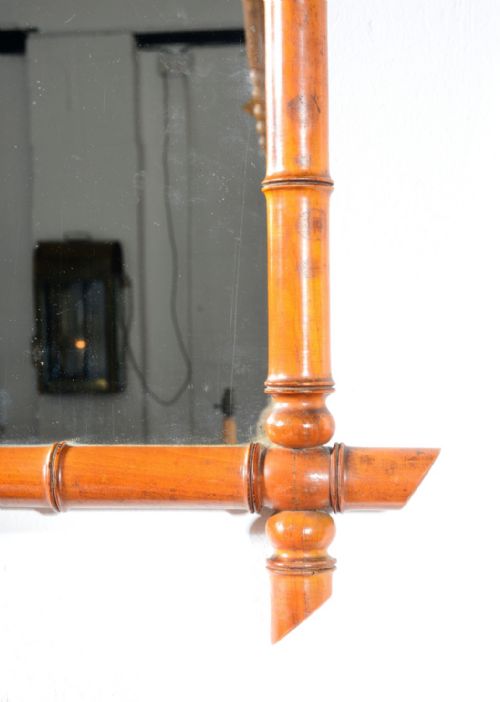A FRENCH SATINWOOD SIMULATED BAMBOO WALL MIRROR C1900 - ADDITIONAL PHOTO 1