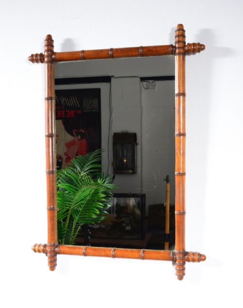 a large french fruitwood simulated bamboo mirror c1900 - CATEGORY: ANTIQUE MIRRORS - DATED 1900