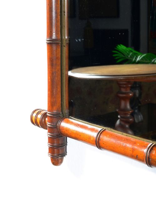 A LARGE FRENCH FRUITWOOD SIMULATED BAMBOO MIRROR C1900 - ADDITIONAL PHOTO 4