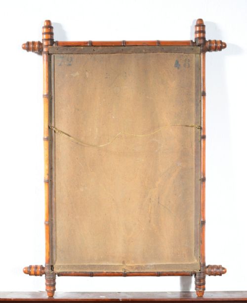 A LARGE FRENCH FRUITWOOD SIMULATED BAMBOO MIRROR C1900 - ADDITIONAL PHOTO 5