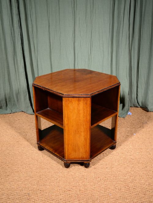 A WALNUT OCTAGONAL BOOK TABLE PROBABLY HEAL'S C1930 - ADDITIONAL PHOTO 3