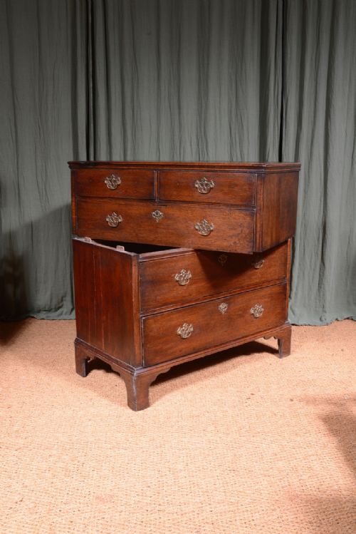A GEORGE III OAK CHEST OF DRAWERS IN TWO PARTS C1800 - ADDITIONAL PHOTO 1