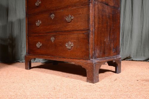 A GEORGE III OAK CHEST OF DRAWERS IN TWO PARTS C1800 - ADDITIONAL PHOTO 6