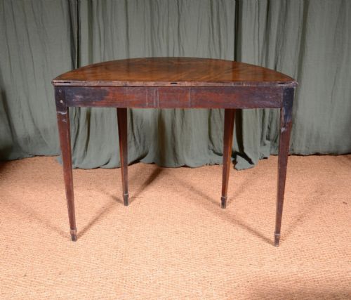 A GEORGIAN INLAID FLAME MAHOGANY DEMI LUNE TABLE C1820 - ADDITIONAL PHOTO 7