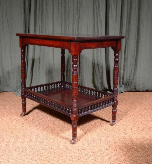 AN AESTHETIC MOVEMENT CUBAN MAHOGANY TABLE WITH GALLERY UNDERTIER C1870 - ADDITIONAL PHOTO 1