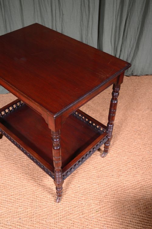 AN AESTHETIC MOVEMENT CUBAN MAHOGANY TABLE WITH GALLERY UNDERTIER C1870 - ADDITIONAL PHOTO 4