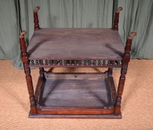 AN AESTHETIC MOVEMENT CUBAN MAHOGANY TABLE WITH GALLERY UNDERTIER C1870 - ADDITIONAL PHOTO 6