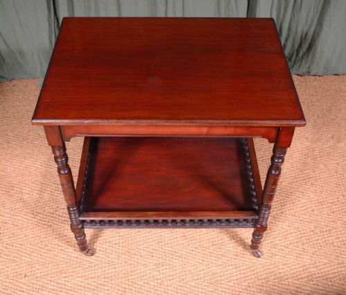 AN AESTHETIC MOVEMENT CUBAN MAHOGANY TABLE WITH GALLERY UNDERTIER C1870 - ADDITIONAL PHOTO 7