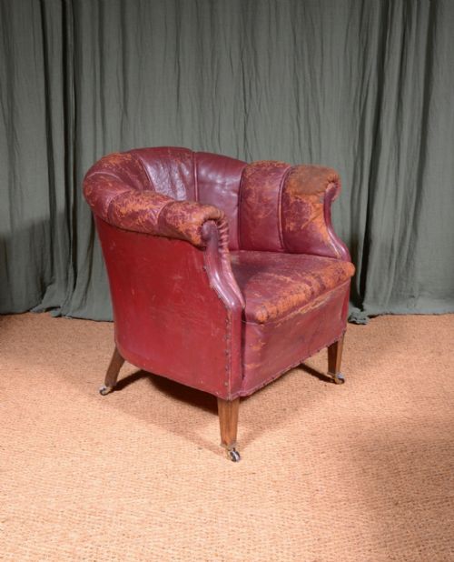 a comfy victorian red leather club armchair c1890 - CATEGORY: ANTIQUE CHAIRS - DATED 19TH CENTURY