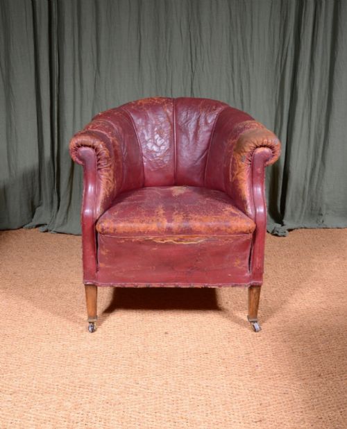 A COMFY VICTORIAN RED LEATHER CLUB ARMCHAIR C1890 - ADDITIONAL PHOTO 1