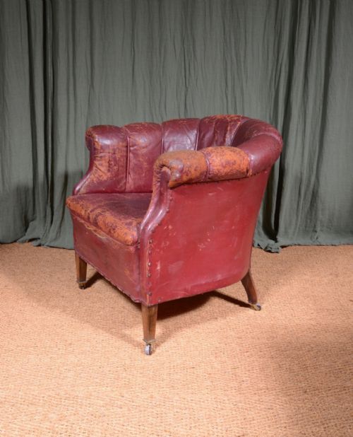 A COMFY VICTORIAN RED LEATHER CLUB ARMCHAIR C1890 - ADDITIONAL PHOTO 2