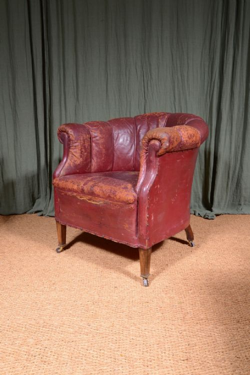 A COMFY VICTORIAN RED LEATHER CLUB ARMCHAIR C1890 - ADDITIONAL PHOTO 9