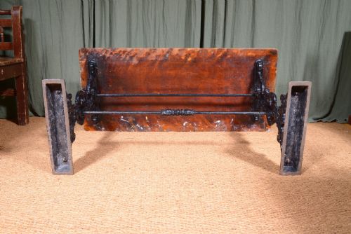 A VICTORIAN CAST IRON PUB TABLE WITH A SATIN BIRCH TOP C1890 - ADDITIONAL PHOTO 7