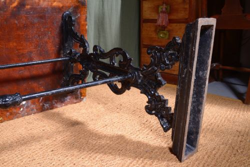 A VICTORIAN CAST IRON PUB TABLE WITH A SATIN BIRCH TOP C1890 - ADDITIONAL PHOTO 8