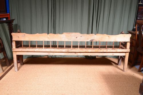 A 75 FOOT SCANDINAVIAN PINE SETTLE BENCH WITH ORIGINAL PAINTED DECORATION C1900 - ADDITIONAL PHOTO 8