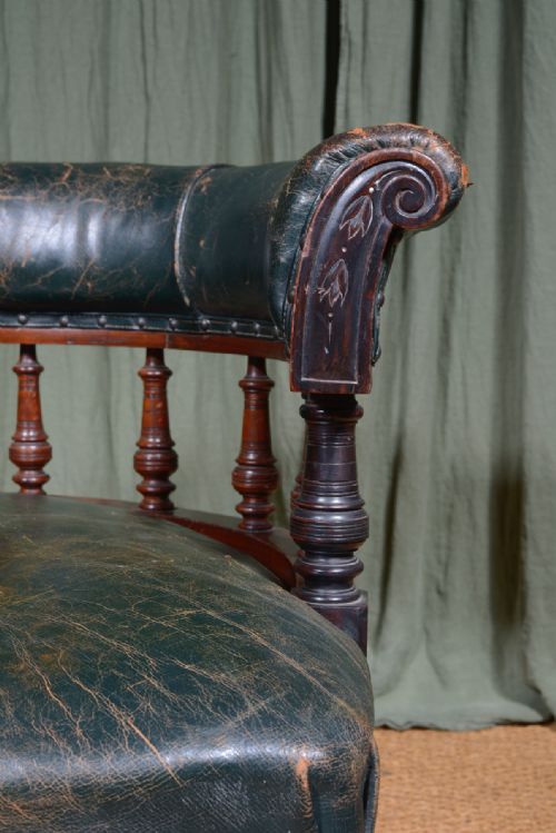 A VICTORIAN AESTHETIC MOVEMENT MAHOGANY AND GREEN LEATHER DESK CHAIR C1870 - ADDITIONAL PHOTO 4