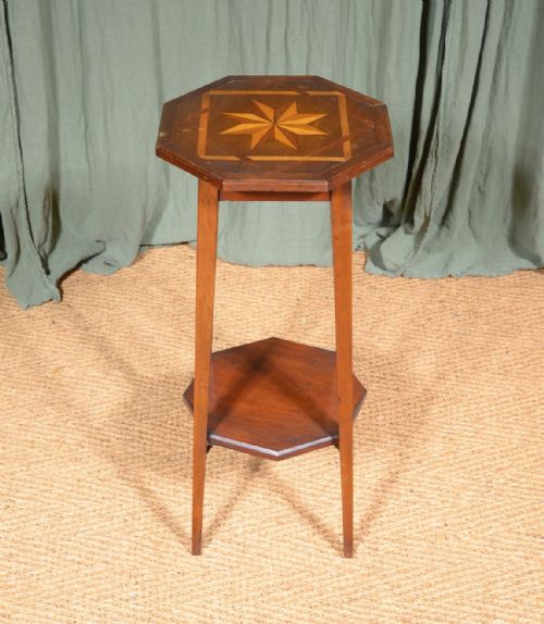 an arts crafts two tier parquetry plant stand c1900 - CATEGORY: ANTIQUE MISCELLANEOUS - DATED 1900