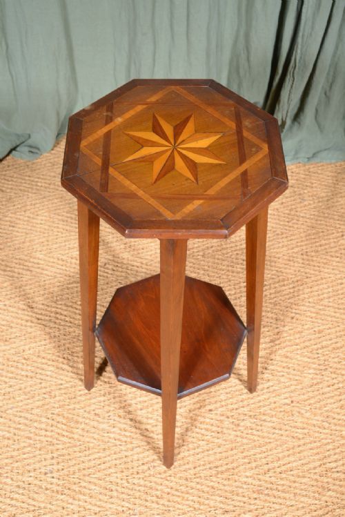 AN ARTS CRAFTS TWO TIER PARQUETRY PLANT STAND C1900 - ADDITIONAL PHOTO 1