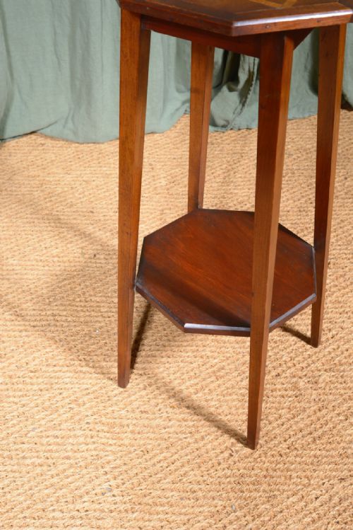 AN ARTS CRAFTS TWO TIER PARQUETRY PLANT STAND C1900 - ADDITIONAL PHOTO 2
