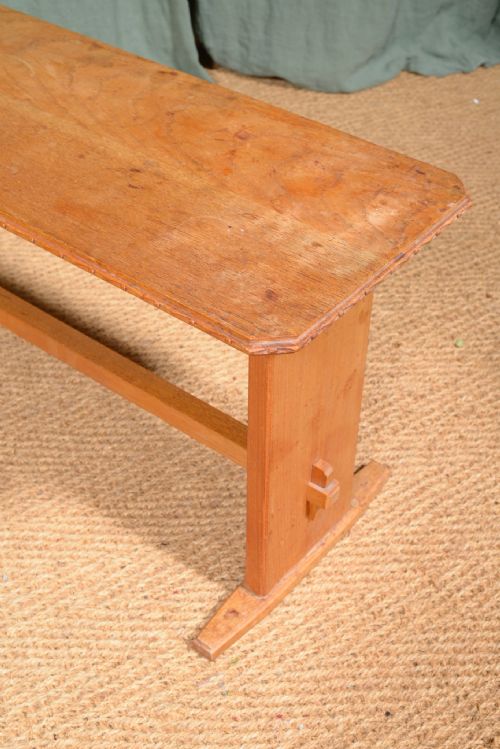 AN OAK COTSWOLD SCHOOL BENCH OR WINDOW SEAT C1925 - ADDITIONAL PHOTO 7