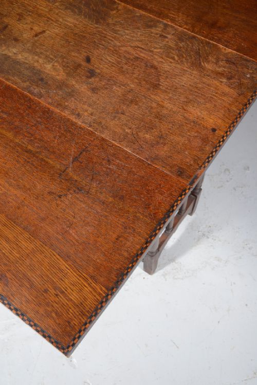 AN OAK ARTS AND CRAFTS DROP LEAF TABLE C1870 - ADDITIONAL PHOTO 2