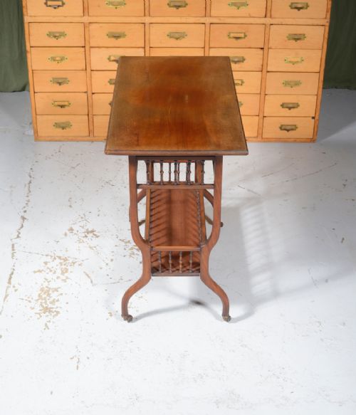 AN AESTHETIC MOVEMENT WALNUT OCCASIONAL TABLE WITH GALLERY UNDERTIER C1870 - ADDITIONAL PHOTO 2