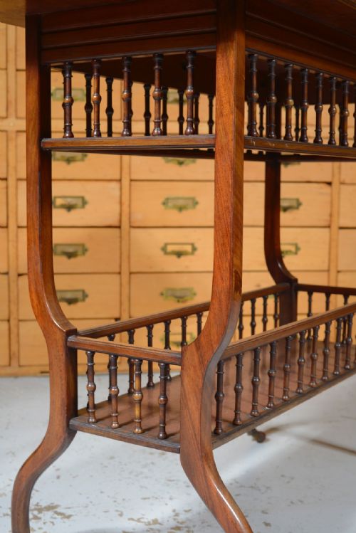 AN AESTHETIC MOVEMENT WALNUT OCCASIONAL TABLE WITH GALLERY UNDERTIER C1870 - ADDITIONAL PHOTO 4
