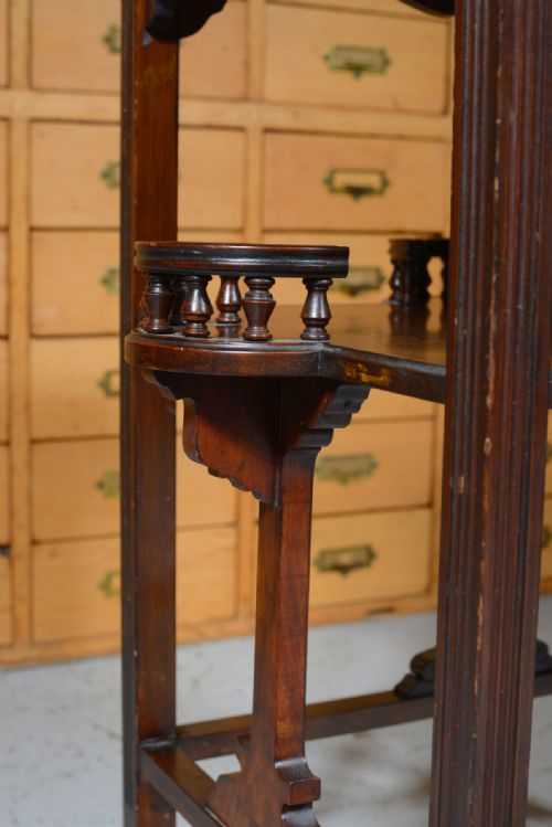 AN AESTHETIC MOVEMENT WALNUT TABLE WITH GALLERY UNDERTIER C1870 - ADDITIONAL PHOTO 2