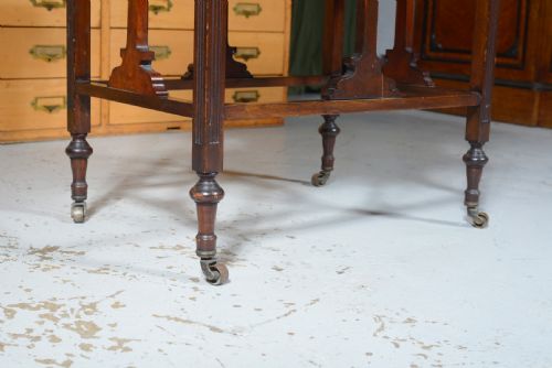 AN AESTHETIC MOVEMENT WALNUT TABLE WITH GALLERY UNDERTIER C1870 - ADDITIONAL PHOTO 3