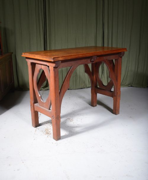 a victorian gothic oak console table in the manner of pugin c1880 - CATEGORY: ANTIQUE TABLES - DATED VICTORIAN