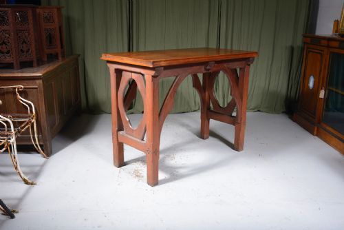 A VICTORIAN GOTHIC OAK CONSOLE TABLE IN THE MANNER OF PUGIN C1880 - ADDITIONAL PHOTO 1