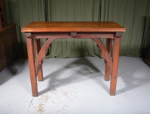 A VICTORIAN GOTHIC OAK CONSOLE TABLE IN THE MANNER OF PUGIN C1880 - ADDITIONAL PHOTO 2