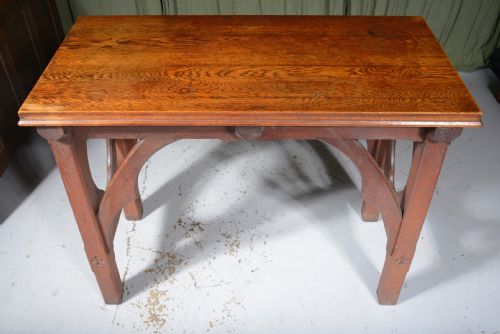 A VICTORIAN GOTHIC OAK CONSOLE TABLE IN THE MANNER OF PUGIN C1880 - ADDITIONAL PHOTO 4