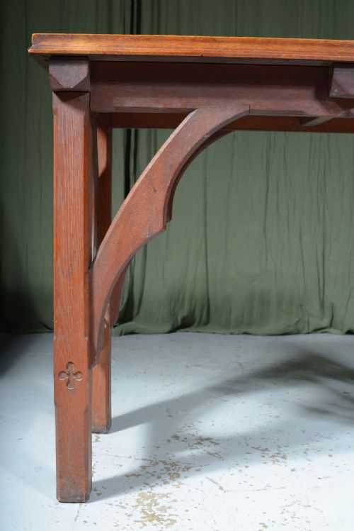 A VICTORIAN GOTHIC OAK CONSOLE TABLE IN THE MANNER OF PUGIN C1880 - ADDITIONAL PHOTO 7