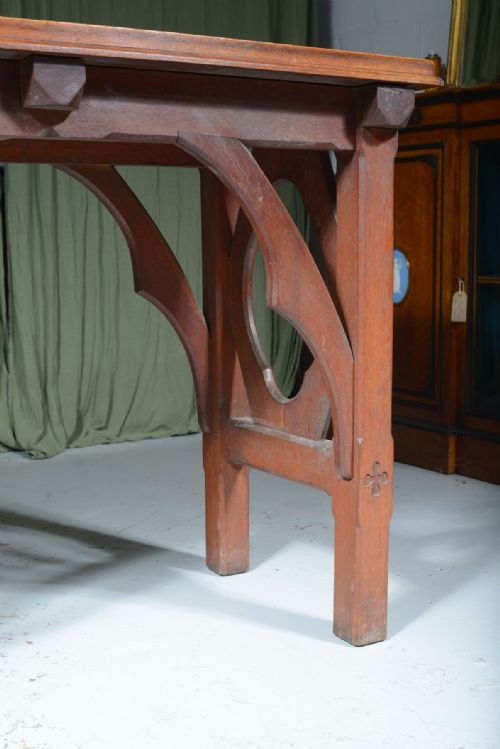 A VICTORIAN GOTHIC OAK CONSOLE TABLE IN THE MANNER OF PUGIN C1880 - ADDITIONAL PHOTO 8