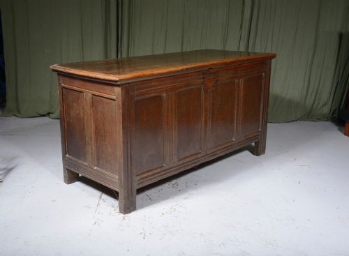 a large panelled oak coffer c1700 - CATEGORY: ANTIQUE CHESTS - DATED 1700