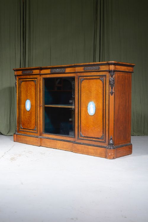 A VICTORIAN BURR WALNUT BREAKFRONT CREDENZA CABINET C1880 - ADDITIONAL PHOTO 9