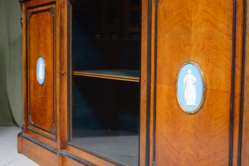 A VICTORIAN BURR WALNUT BREAKFRONT CREDENZA CABINET C1880 - ADDITIONAL PHOTO 11